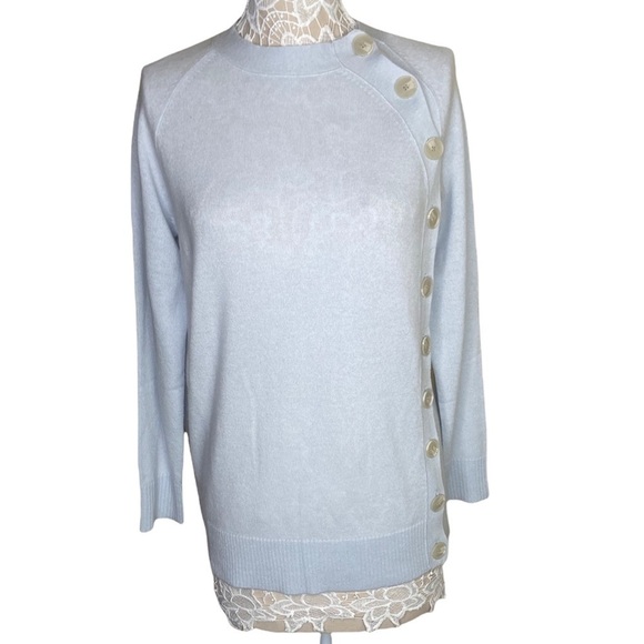 NWT NAADAM Wool Cashmere Sweater Side Button Crewneck Tunic size X-Small - Picture 1 of 8